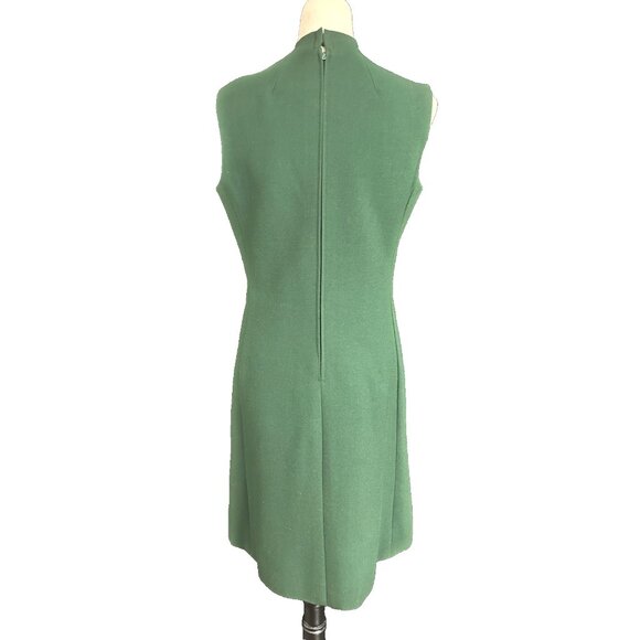 Vintage Flemington Furs 60s Green Wool Mod Dress Suit Fur Collar Classy Classic - Picture 12 of 16